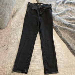 Black straight leg high waisted levis